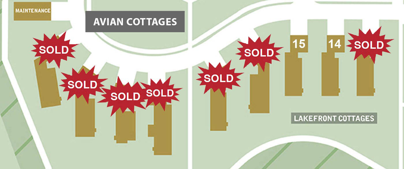 South Phase Avian lakefront cottages at Prairie's Edge