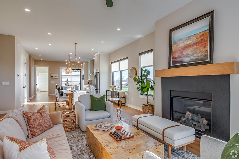 Living room in Dublin Model at Prairie's Edge - Port Washington, WI